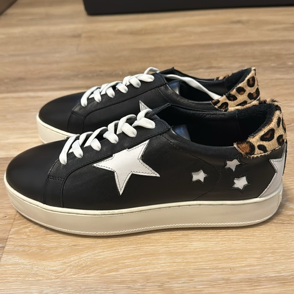 MAISON SI size 8.5 black sneaker white star detailing and cheetah heel - Picture 6 of 6